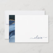 Navy Blue Agate Geode Gold Monogram Bedankkaart (Voorkant)