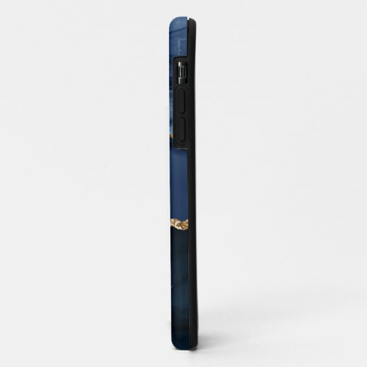 Navy Blue Agate Geode Gold Monogram Case-Mate iPhone Case (Achterkant/links)