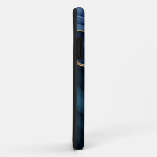 Navy Blue Agate Geode Gold Monogram Case-Mate iPhone Case (Achterkant/rechts)