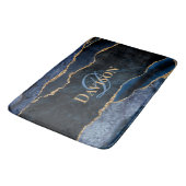 Navy Blue Agate Gold Glitter Monogram Badmat (Gekanteld)