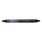 Navy Blue Agate Gold Marble Monogrammed Zwarte Inkt Pen (Voorkant)