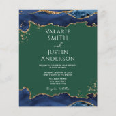 Navy Blue Agate Green Wedding Invitation (Voorkant)