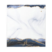Navy Blue Agate Marble Gold Glitter Monogram Notitieblok (Voorkant)