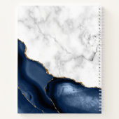 Navy Blue Agate Marble Gold Monogram Notitieboek (Achterkant)