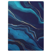 Navy Blue Agate Marble Gold Name en Monogram Klembord (Achterkant)