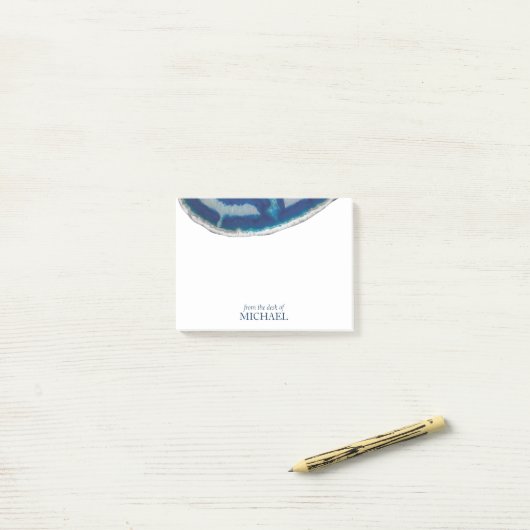 Navy Blue Agate Post-it® Notes (Op bureau)