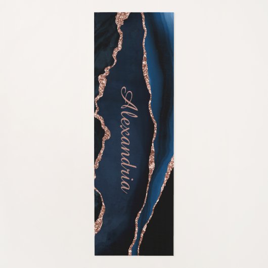 Navy Blue Agatre Aangepaste Naam Yoga Mat (Voorkant)