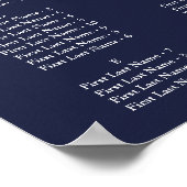 Navy Blue Alphabetical Wedding Seating Chart Poster (Hoek)