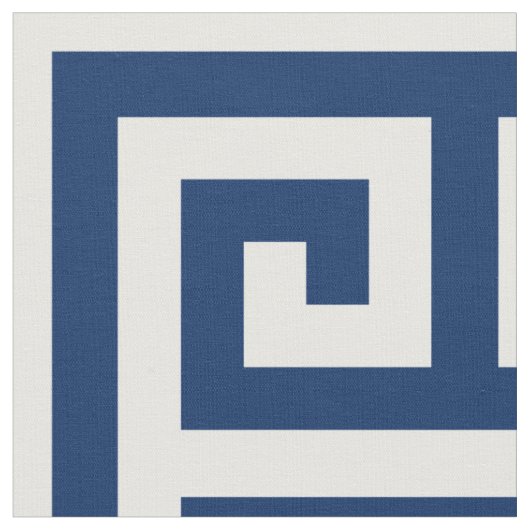 Navy Blue Alternating Square Greek Key Pattern Stof (Close Up)