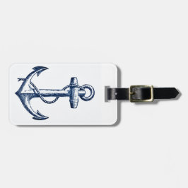 Navy Blue Anchor Bagagelabel