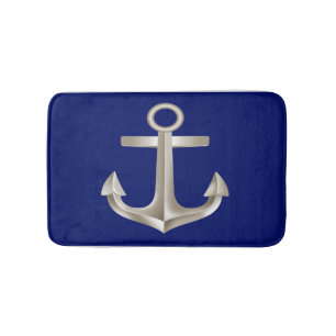 Navy Blue Anchor Bathmat Badmat