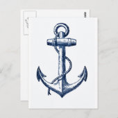 Navy Blue Anchor Briefkaart (Voorkant / Achterkant)