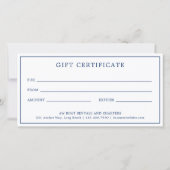 Navy Blue Anchor Business Gift Certificate (Achterkant)