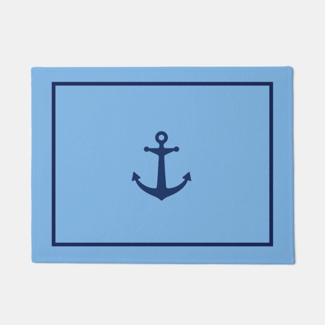 Navy Blue Anchor Deurmat (Voorkant)