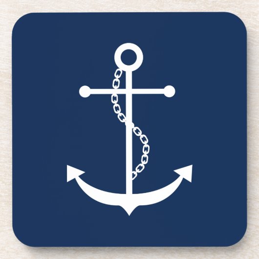 Navy Blue Anchor Drankjes Onderzetter (Voorkant)