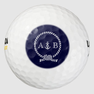 Navy Blue Anchor en Rope Monogram Golfballen