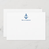 Navy Blue Anchor Flat Note-kaart Notitiekaartje (Voorkant / Achterkant)