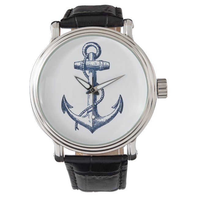Navy Blue Anchor Horloge (Voorkant)