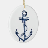 Navy Blue Anchor Keramisch Ornament (Rechts)