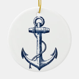 Navy Blue Anchor Keramisch Ornament