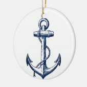 Navy Blue Anchor Keramisch Ornament (Links)