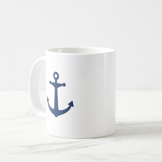 Navy Blue Anchor Koffiemok (Voorkant links)