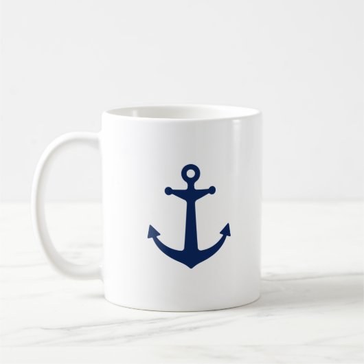 Navy Blue Anchor Koffiemok (Links)