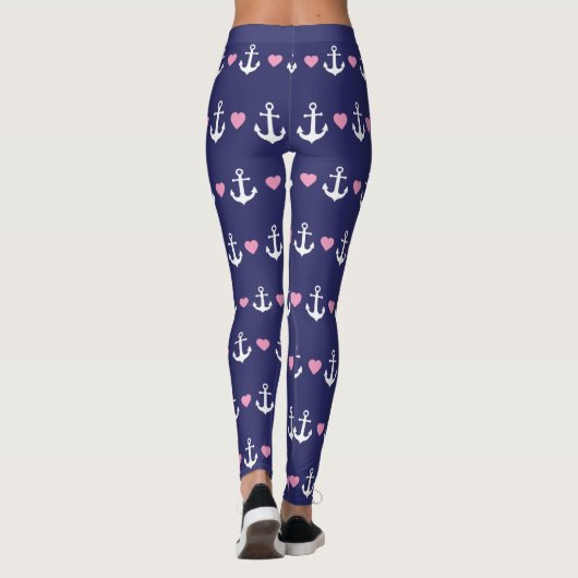 Navy Blue Anchor Leggings (Achterkant)