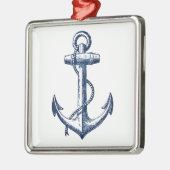 Navy Blue Anchor Metalen Ornament (Links)