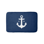 Navy Blue Anchor Monogram Badmat (Voorkant)