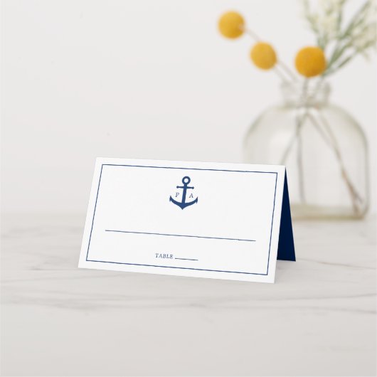 Navy Blue Anchor Monogram Nautical Wedding (Voorkant)