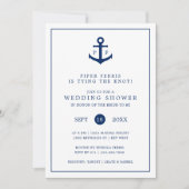 Navy Blue Anchor Monogram Nautical Wedding Shower Kaart (Voorkant)