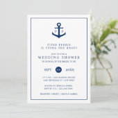 Navy Blue Anchor Monogram Nautical Wedding Shower Kaart (Staand voorkant)