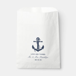 Navy Blue Anchor Nautical Beach bruiloft Bag Bedankzakje
