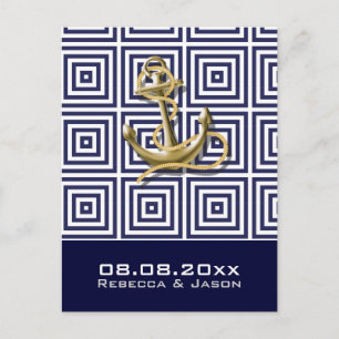 Navy Blue anchor nautical bruiloft, behalve de dat Aankondigingskaart