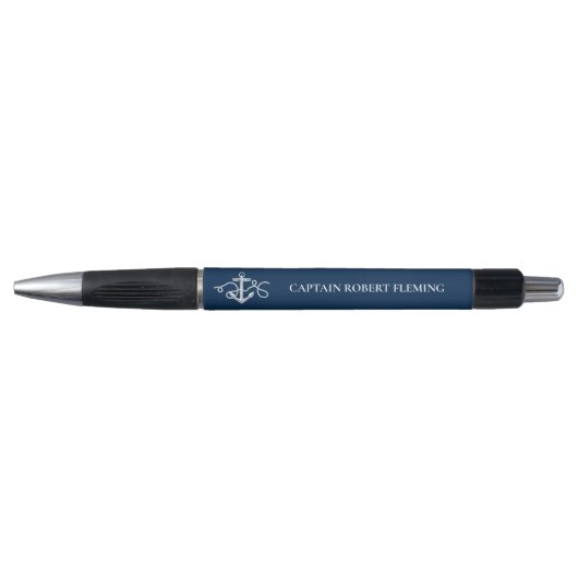 Navy Blue Anchor Nautical Personalized Pen (Voorkant)