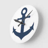 Navy Blue Anchor Nautical Ronde Klok (Hoek)