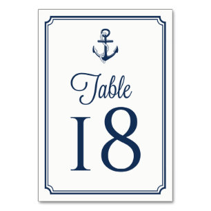 Navy Blue Anchor Nautical Table Numbers Card Kaart
