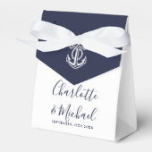 Navy Blue Anchor Nautical Wedding Bedankdoosjes (Voorkant Zijde)