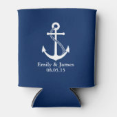 Navy Blue Anchor Nautical Wedding Favor Blikjeskoeler (Voorkant)