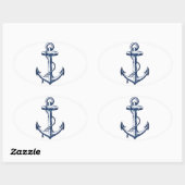 Navy Blue Anchor Ovale Sticker (Vel)