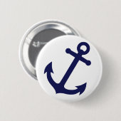 Navy Blue Anchor Ronde Button 5,7 Cm (Voorkant /achterkant)