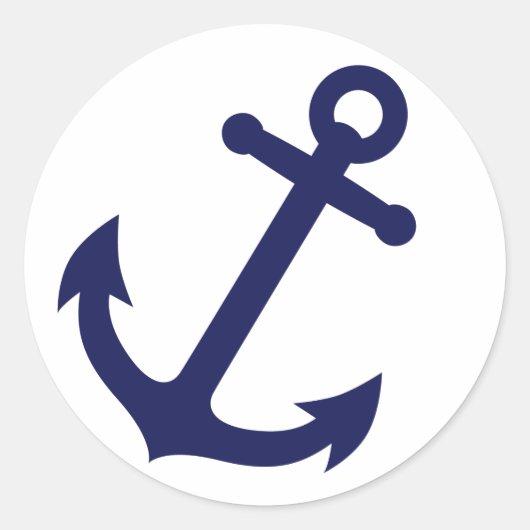 Navy Blue Anchor Ronde Sticker (Voorkant)