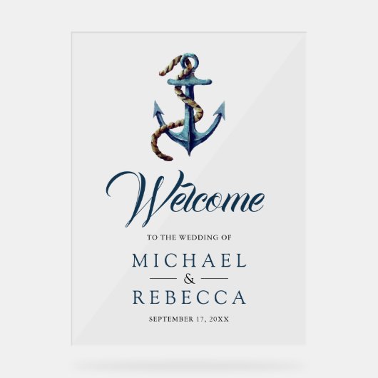 Navy Blue Anchor Rope Wedding Welcome (Recto)
