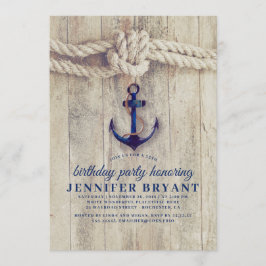 Navy Blue Anchor Rustiek Nautische Verjaardag Kaart