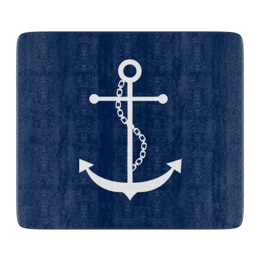 Navy Blue Anchor Snijplank (Voorkant)