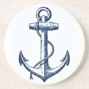 Navy Blue Anchor Zandsteen Onderzetter