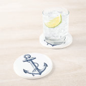 Navy Blue Anchor Zandsteen Onderzetter (Zijkant)