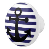 Navy Blue Anchors Away Keramische Knop (Rechts)