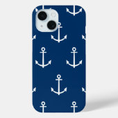 Navy Blue Anchors Pattern 1 Case-Mate iPhone Case (Achterkant)